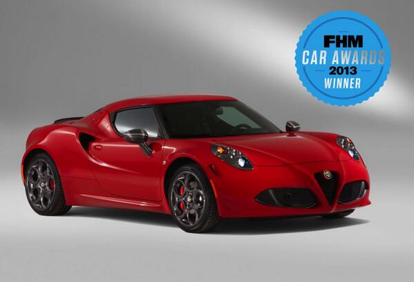 AlfaRomeoUK's tweet photo. ‘A magic car’. The stunning #Alfa4C wins FHM Car of the Year 2013. http://t.co/STdxaUqDl4 http://t.co/etMrZZuQSk