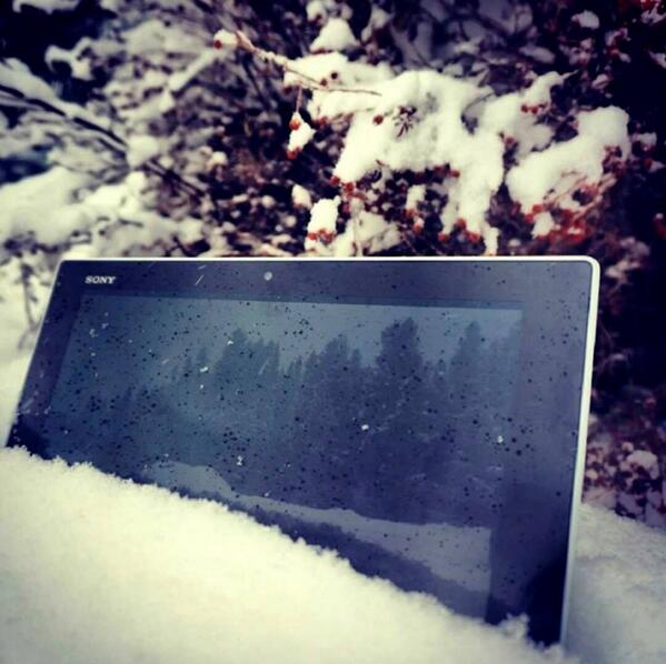 SonyElectronics's tweet photo. The weather outside is frightful, but the #SonyTablet is so #delightful (and #waterproof ). http://t.co/8HjW6edrtj