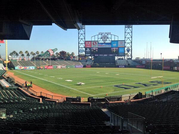 RedboxBowl's tweet photo. How does the AT&amp;T Park field look now? #BYUvsUW in the #FightHungerBowl just 4 days away! http://t.co/feEl7IxE7m