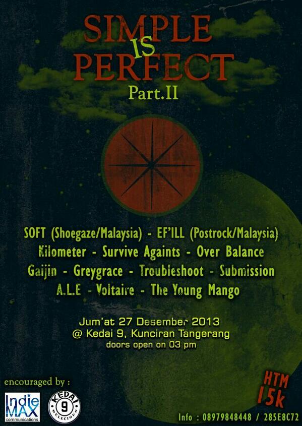 27Des #SIMPLEISPERFECTS#2 <a href="/kedai9/">たかえす</a> bersama SOFT (SHOEGAZE/MALAYSIA) | EF'ILL (POSTROCK/MALAYSIA) | htm 15k | start15pm