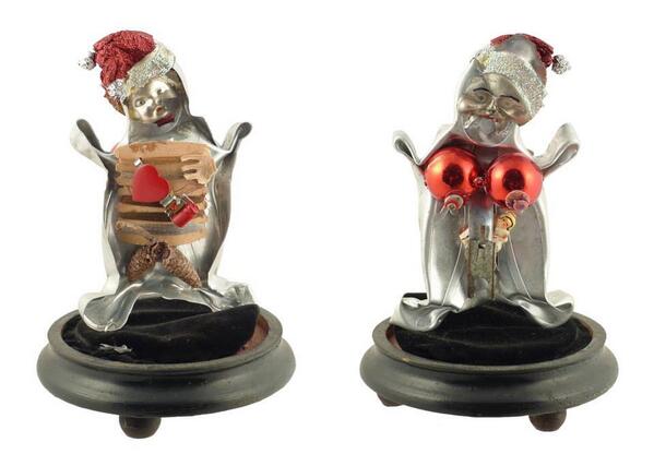 HAPPY HOLIDAYS! We will be closed 12/24-1/1. We reopen Jan 2nd at 10am. Marilynn Gelfman"Santa Cake &amp; Foxy"5.5 in.(h)