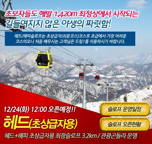 O2RG's tweet photo. 12월 24일 12:00 헤드(초상급자용) 오픈!! 
초상급자용 최장슬로프 3.2km 
관광곤돌라 운영 http://t.co/31aqtAJY4W