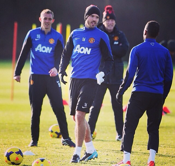 ManUtdStuff's tweet photo. Michael Carrick is back in training and could feature for United in their Boxing Day fixture at Hull. http://t.co/myGvkR3mZb