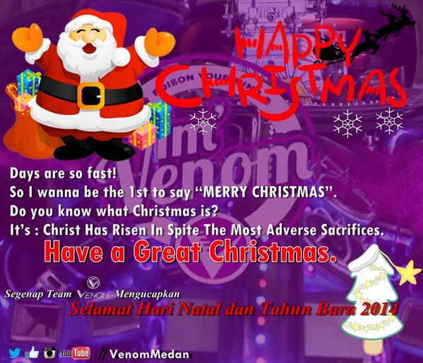 VenomMedan's tweet image. Selamat Natal @embriofamily @Perfectclubmdn @comfortableCP @VasteTasteMedan @KOGmedan @BLUMKELAR_MEDAN
