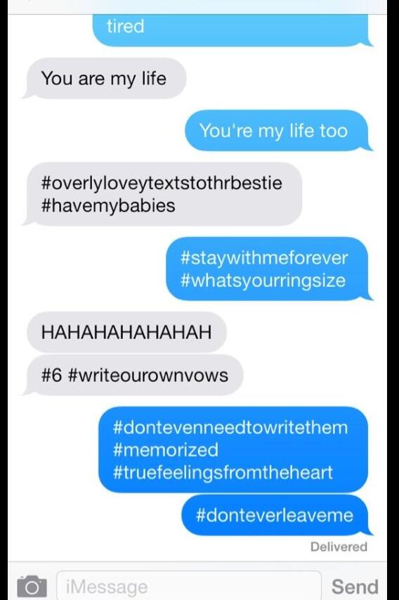 wisdom_horse's tweet photo. Typical convo between the bestie and I.. http://t.co/F7m0oYZu3v