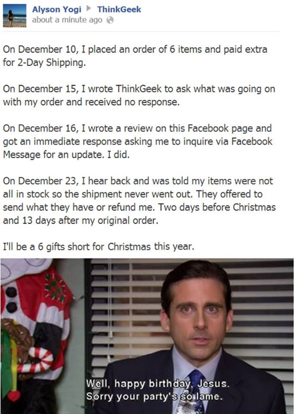 .<a href="/thinkgeek/">ThinkGeek</a> just lost a customer today. #thinkgeek #christmas #happybirthdayjesus