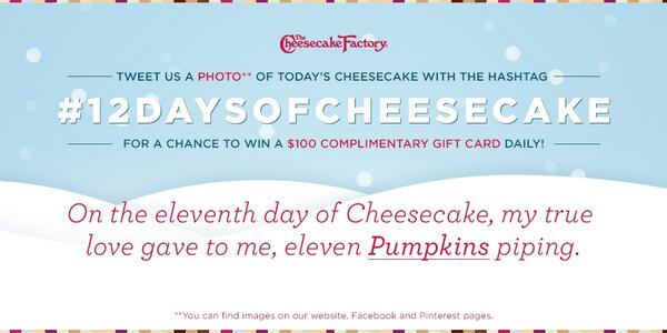 Cheesecake's tweet photo. On the eleventh day of #Cheesecake, my true love gave to me... #12DaysOfCheesecake http://t.co/PiychlXs4B http://t.co/gLIN7aHqlu