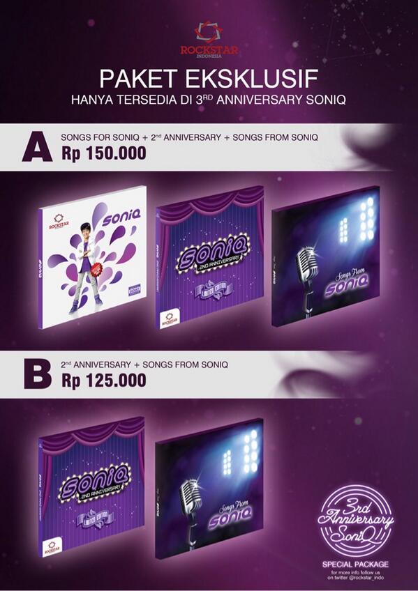 SoniQ_iqbaal's tweet photo. SoniQ yg ga hadir di #3rdAnnivSoniQ bisa nitip ke temannya yg datang ya. 
Paket ini cuma ada di venue. http://t.co/hmHajuKom7