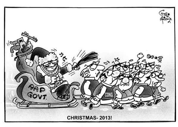 sudhirtailang's tweet photo. Cong wishes #AAP a Merry Christmas!To you all friends on Twitter too! My cartoon http://t.co/qtkoDLQdXR