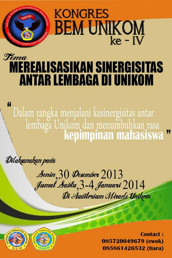 ryndprtmx's tweet photo. Mari kita sukseskan Kongres BEM UNIKOM Ke-IV cc: @HIMAKA_UNIKOM @HMTS_Unikom @HIMMAunikom @himafhunikom http://t.co/G0Eeo4AIeY