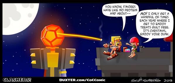 Clashers_'s tweet photo. Comic 41 - Christmas S'mores 2013. I hope everyone's had/having a lovely Christmas. Btw the 1 Gem boosts r sweeeeet! http://t.co/hGkvb51QFf