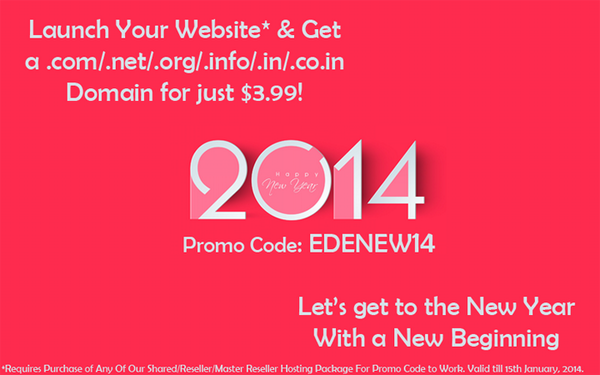 EdenWebInc's tweet image. When buying any of our Shared/Reseller plans, use the code EDENEW14 to get a domain at just $3.99. #NewBeginnings