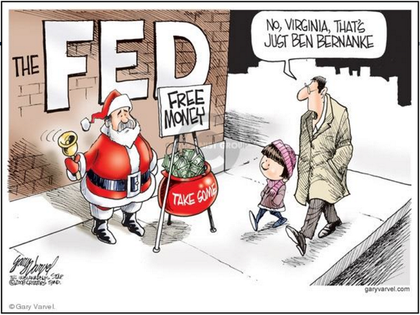 the FED. Free money. Take some. | Gary Varvel cartoon