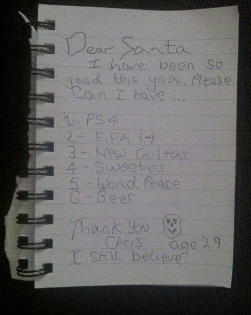 MensHumor's tweet photo. The best letter to Santa...ever. http://t.co/nI5yxwXCKN