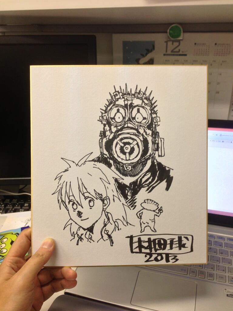 ドロヘドロ 林田球 直筆イラスト サイン入り年賀状　一点物 林田球直筆イラストサイン本「ドロヘドロ」ニカイドウ