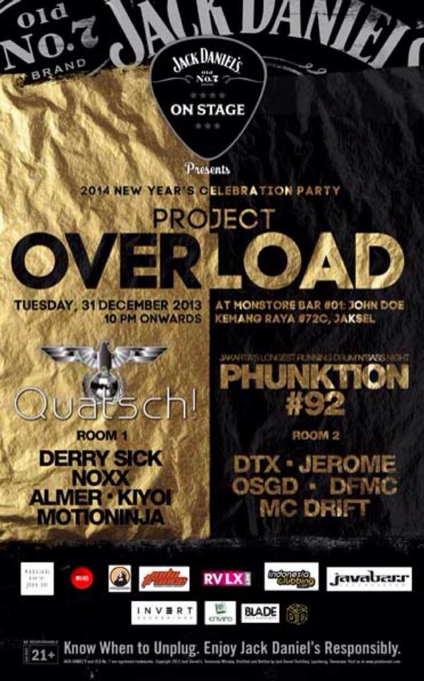 #PROJECTOVERLOAD on NYE at <a href="/MonstoreBar/">Monstore Bar JOHNDOE</a> QUATSCH! Area w/ @DerrySick <a href="/DJ_Noxx/">noxx anindhito / noe</a> <a href="/LMRmusic/">Almer Joesoef</a> <a href="/AdipKiyoi/">Adip Kiyoi</a> <a href="/Motioninja/">NuriL :)</a>