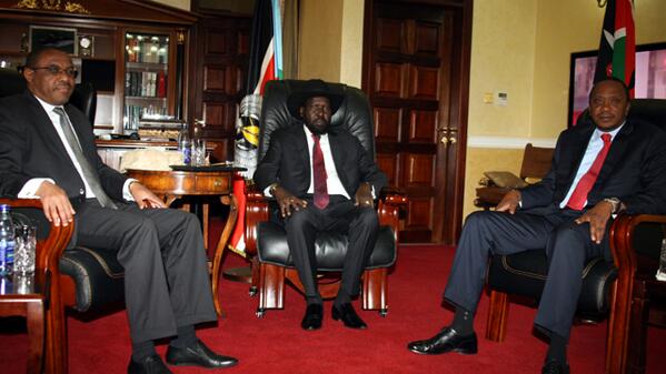BBC News Africa (@bbcafrica) on Twitter photo Kenya's president <a href="/UKenyatta/">Uhuru Kenyatta</a> & Ethiopian PM <a href="/HailemariamD/">Hailemariam Desalegn</a> hold peace talks with president Kiir of #SouthSudan Kenya's president <a href="/UKenyatta/">Uhuru Kenyatta</a> & Ethiopian PM <a href="/HailemariamD/">Hailemariam Desalegn</a> hold peace talks with president Kiir of #SouthSudan