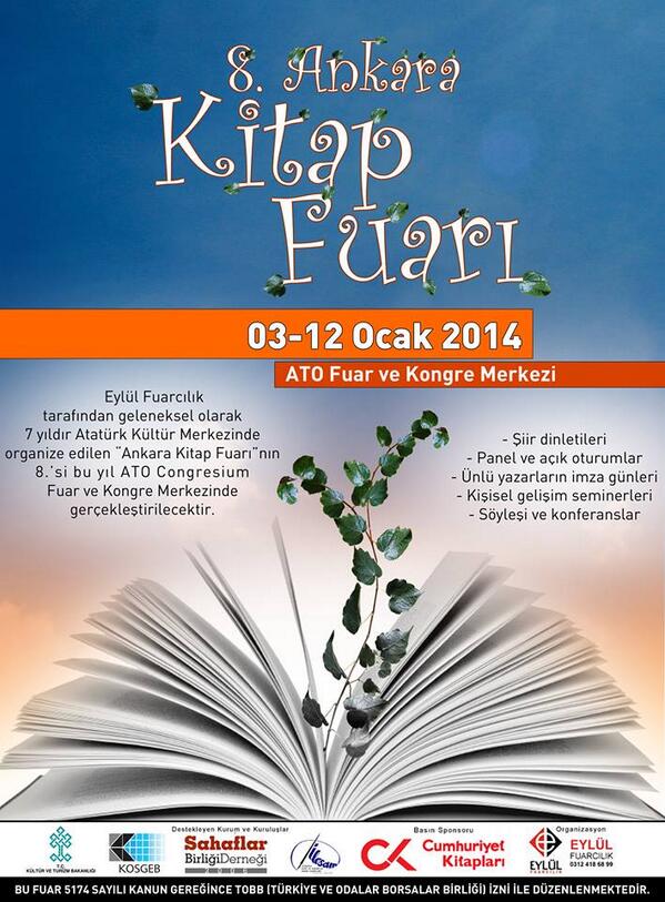 8. ANKARA KİTAP FUARI
ATO KONGRE MERKEZİ
03-12 OCAK 2013