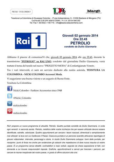 ConfartVeneto's tweet photo. Questa sera a #Petrolio presentazione del #ProgettoModa di @confartveneto, ore 22.45 #RaiUno http://t.co/Qrjh6CWRKV
