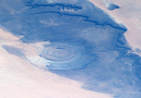 Richat Structure in the western Sahara.  Pretty amazing feature when seen from above.