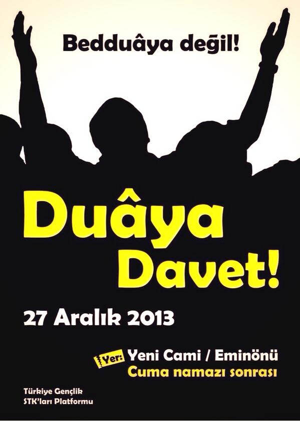Cum'a namazı sonrası Eminönü Yeni Cami'de...
Bedduaya değil, Dua'ya davet ediyoruz...
Turkiye Genclik STK Platformu