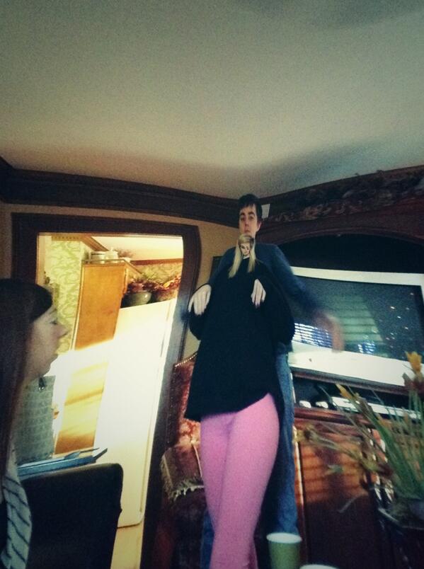 jessicalaro_'s tweet image. Yesterday's festivities lol #smallhead #bigbody @adam_cali