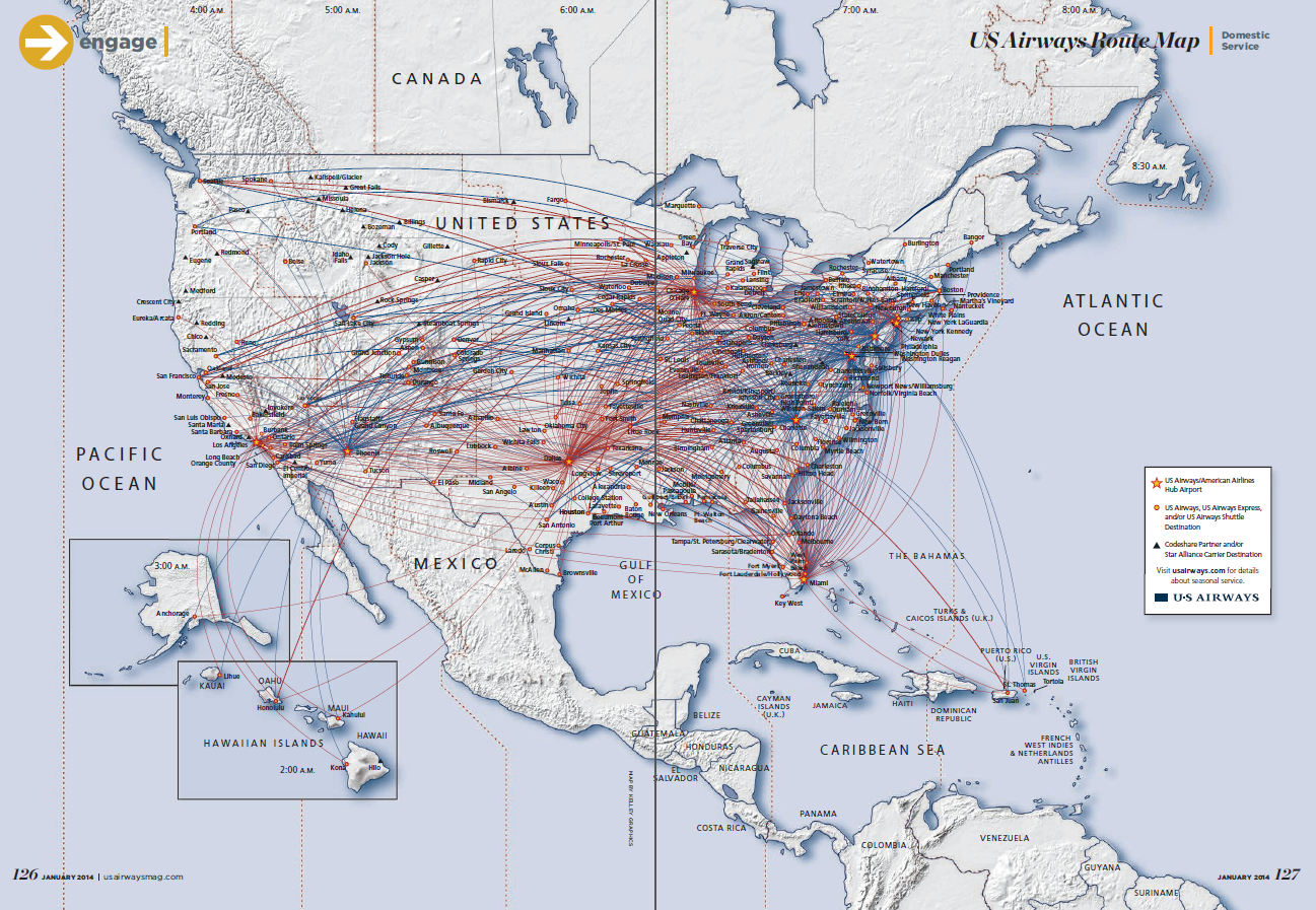 Us Airways Route Map Airlineroute On Twitter: "Combined Us Airways And American Airlines  Domestic Route Map, In Us Airways' Jan 14 Inflight Magazine  Http://T.co/Wto4Gioj31" / Twitter