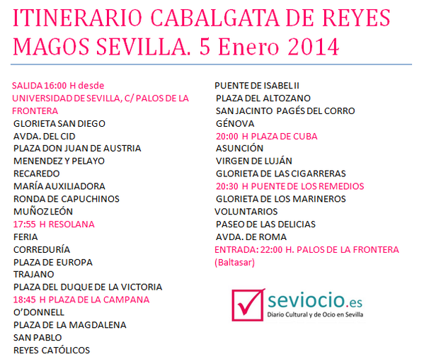 Seviocio's tweet photo. Comparte el Itinerario de los Reyes Magos de #Sevilla 2014. #TDSNavidad #Culturasev #NavidadSevilla2013 Vía @Seviocio http://t.co/y0xLV9aHIi