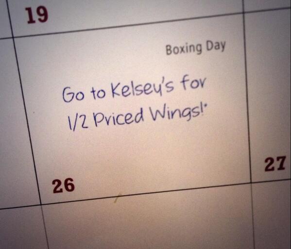 KelseysEM's tweet photo. Out shopping today for Boxing Day? Let us do the cooking and visit us for half price wings for lunch or dinner! http://t.co/4cV5E3glkg