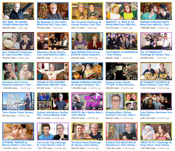 Let's play a game! Tweet me your Top 5 of my past 25 youtube.com/tyleroakley videos... here are your choices: