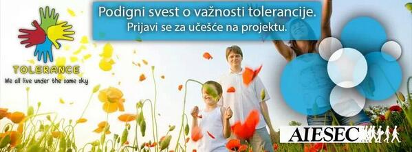 AIESEC_NIS's tweet photo. Prijave za projekat `Tolerancija` su i dalje otvorene. Srednjoskolci, cekamo vas. https://t.co/IxIIRgKy7h http://t.co/BE6tuPGs9p