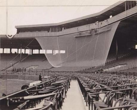 RedSox_History's tweet photo. Workers put a backstop up at Fenway Park on April 17, 1934. http://t.co/7cSrlSCPos