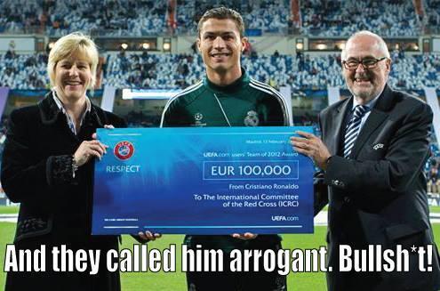 Footbal7Funnys's tweet photo. Ronaldo Donates 100k euros to Red Cross in Afghanistan. http://t.co/d1lWVuUUjc