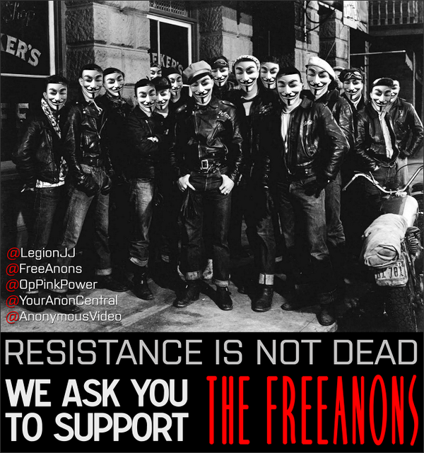 AnonymousVideo's tweet photo. ►#Resistance is not dead ►We ask you to #support #FreeAnons ►Video http://t.co/OmEomgjJVt #Anonymous #AnonOps http://t.co/g1wED3q2VH