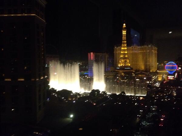 Fountain view from our room!!!! This place is indescribable 😳 been up for 28 hours but still havin to hit the strip😁