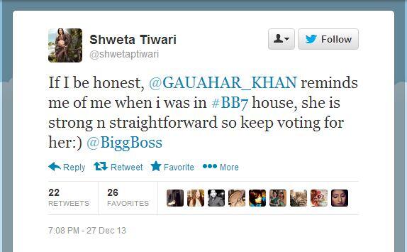 AmazingPreetika's tweet photo. .@shwetaptiwari The winner of @BiggBoss &amp; A lovely lady supports @GAUAHAR_KHAN &amp; appeals to vote for Gauahar. #BB7 http://t.co/iRzXR7U8wA