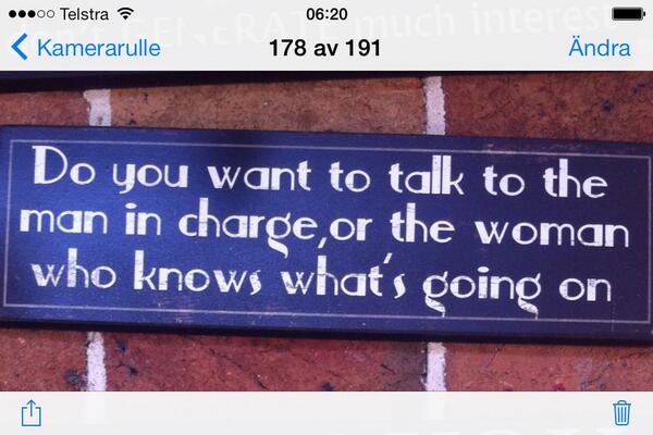 Ulrika_Nilsson's tweet photo. Do you want to talk to the man in charge, or the woman who knows what's going on? http://t.co/NBfdsSnjFH