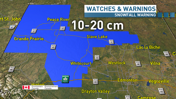 coryedelCTV's tweet image. #SnowWarning NW of #yeg. Edm 5-7cm tonight. Gusty winds, blowing/drifting snow=reduced vis. Poor driving cond. #cbc