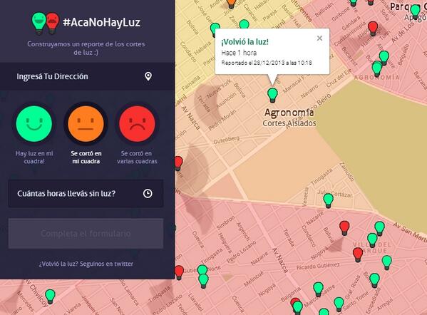 Para más transparencia, ahora si clickeas en una lamparita podés ver la data del reporte cargado #AcaNoHayLuz