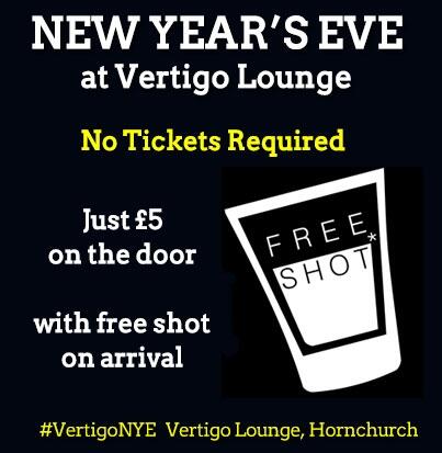 Free shot for everyone on New Year's Eve. No tickets required just £5 on the door RT for your free shot #VertigoNYE