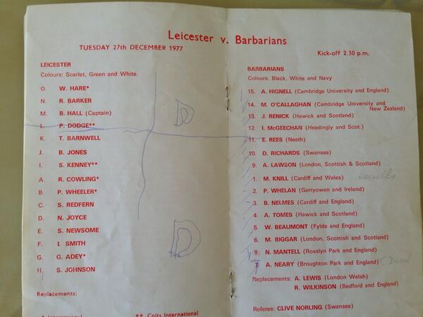Daicrooke's tweet photo. @LeicesterTigers I've now found program to 1977 ticket I tweeted, people asking who was playing, some greats! http://t.co/2zS386BRti