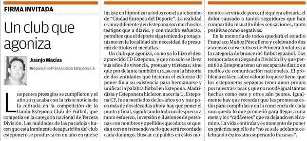JuanjoCarnaval's tweet photo. #Estepona, @UnionEsteponaCF un club que agoniza. Opinión en @EsteponaInf http://t.co/K7J8JtL4SU