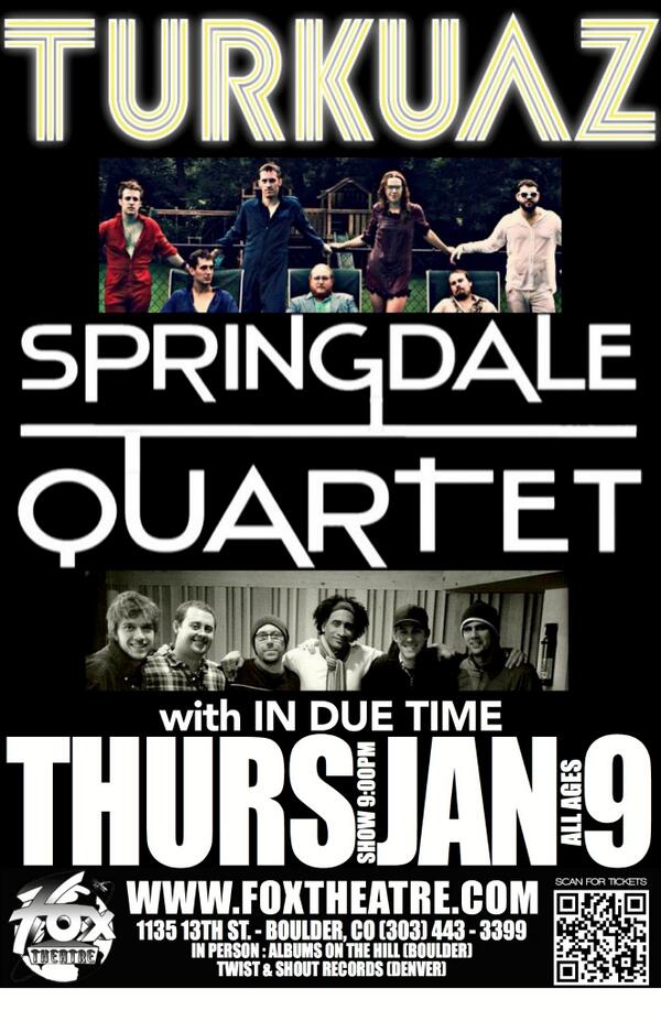 springdaleQ4's tweet photo. Next show for SQ is in 2014! Watch out @foxtheatreco, we comin' for ya! @turkuaz @induetimefunk #boulderfunkthrowdown http://t.co/PI2PkF5kVj