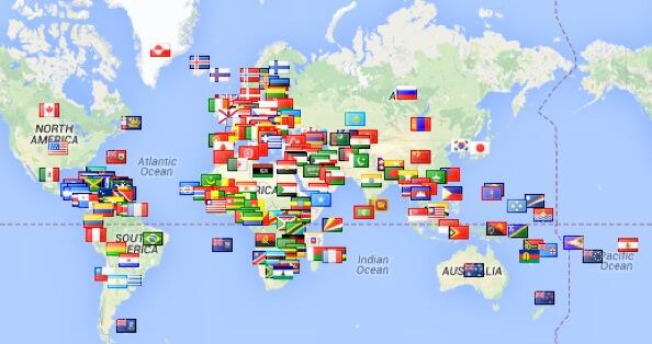 Nerd Vittles fans from 218 countries around the world. Photo courtesy of Google and FLAGcounter.com.