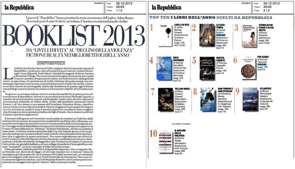 feltrinellied's tweet photo. #lebuonenotizie Louise Erdirch #lacasatonda Antonio Tabucchi #PerIsabel nella Booklist2013 @repubblicait http://t.co/J0f0k0zJef