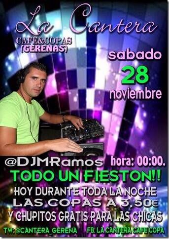 DJMRamos's tweet photo. Esta noxe en @Cantera_gerena nos visita un gran amigo dj @ChristianMorDj una fiesta pensada para las chicas. http://t.co/1DOTm3prWO