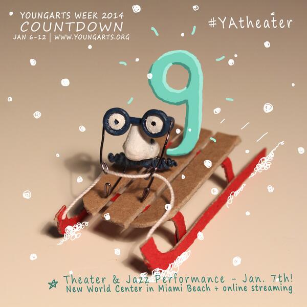 YoungArts's tweet photo. 9 DAYS UNTIL #YAWeek2014! Retweet this image w/ #YAtheater for a chance to win the Theater figurine. #YAcountdown http://t.co/yWhxdreqCL