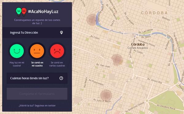 ¡Agregamos el mapa de la ciudad de Córdoba y ya se pueden cargar denuncias! #AcaNoHayLuz