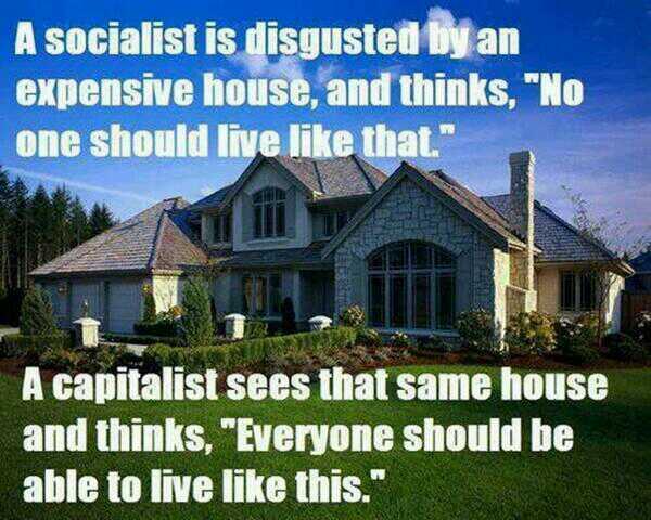 K1erry's tweet photo. Difference between a socialist and a capitalist... http://t.co/12ZnLOniF5