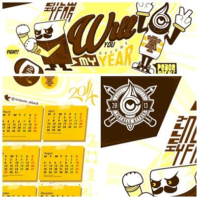 Silahkan Cetak Sendiri yaahh ukuran A3 :) bit.ly/1fRFmbY #calendar #2014 #tintacle #vector